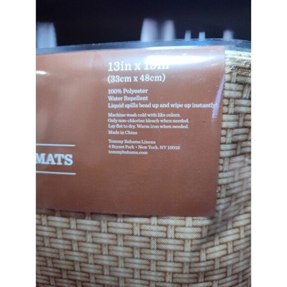 New Set of 4 Tommy Bahama Home Brown Weave 19"x13" Indoor/Outdoor Placemats - Picture 2 of 3